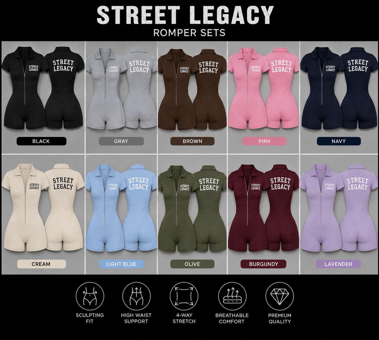 Street Legacy Sculpt Romper Sets
