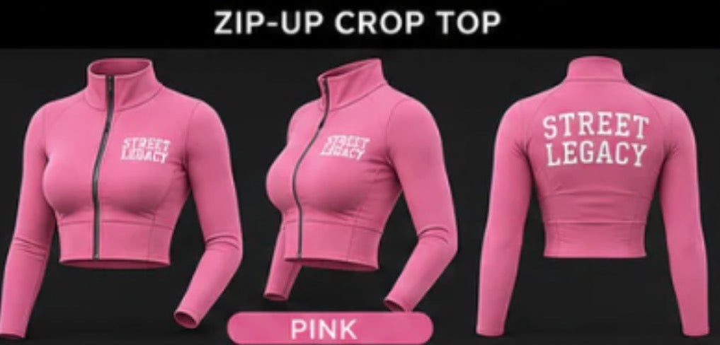 Zip-Up Crop Top Set